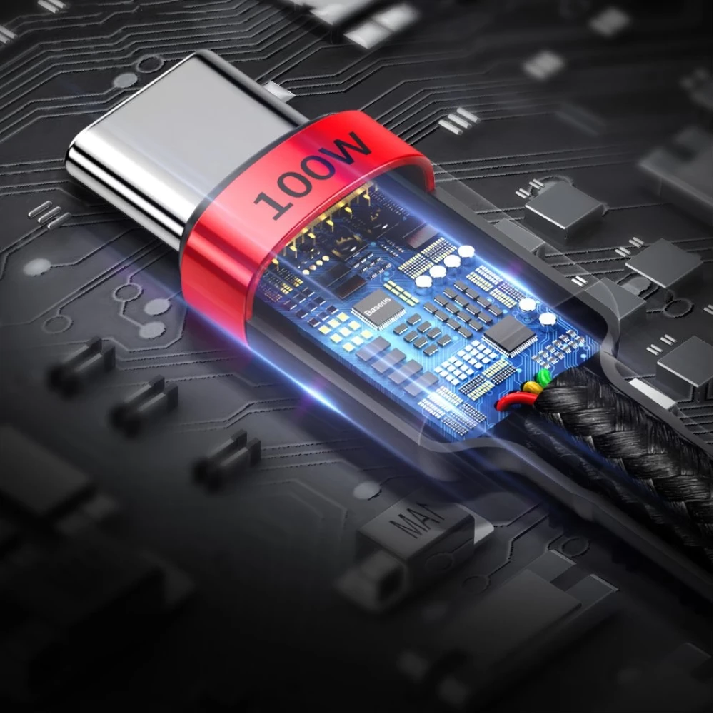 Кабель Baseus Cafule CATKLF-AL91 Type-C to Type-C 100W 20V 5A, Quick Charge 3.0, Power Delivery 2.0 (242889) - фото 9