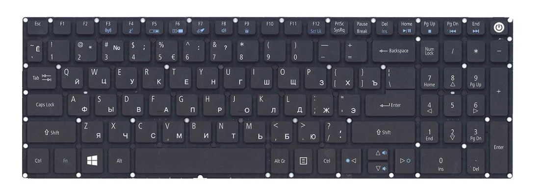 Клавиатура для ноутбука Acer Aspire E5-752 с подсветкой клавиш матовая (NK.I1517.007)