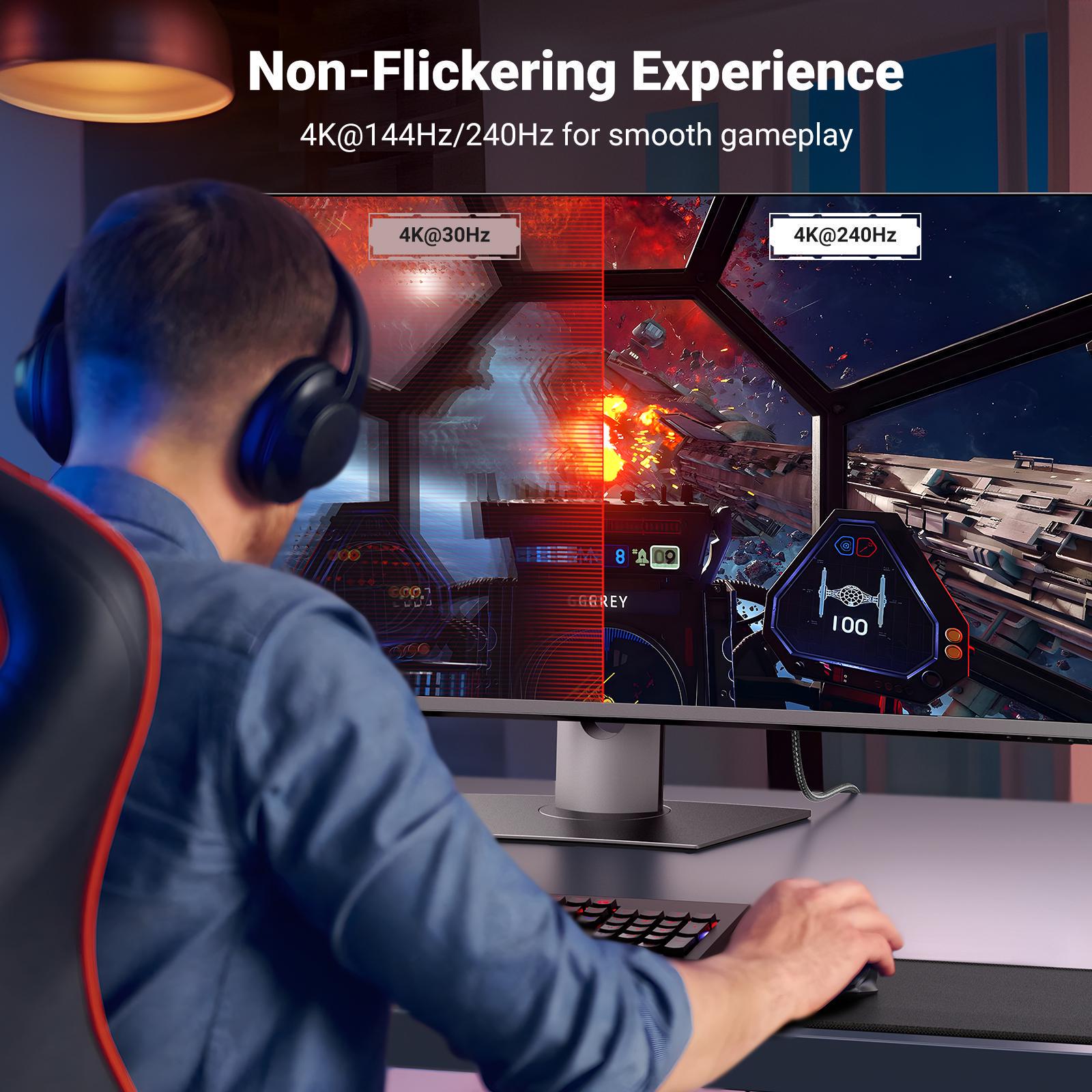 Кабель UGREEN Type-C-DisplayPort 8K 60Hz 4K 240Hz 32.4 Гбит/с конвертер USB-C Thunderbolt 4/3 до DP 1.4 1 м Черный (25157) - фото 7