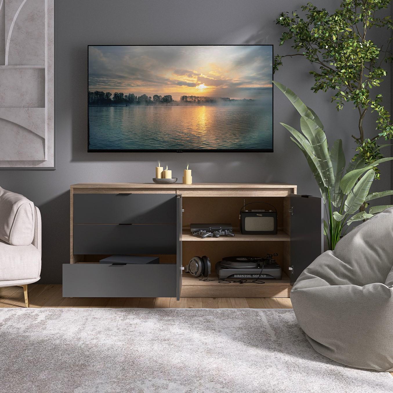 Комод Everest Сити 1500 1502х380х746 мм Сонома/Графит (11416) - фото 5 Комод Everest Сити 1500 1502х380х746 мм Сонома/Графит (11416) - фото 5