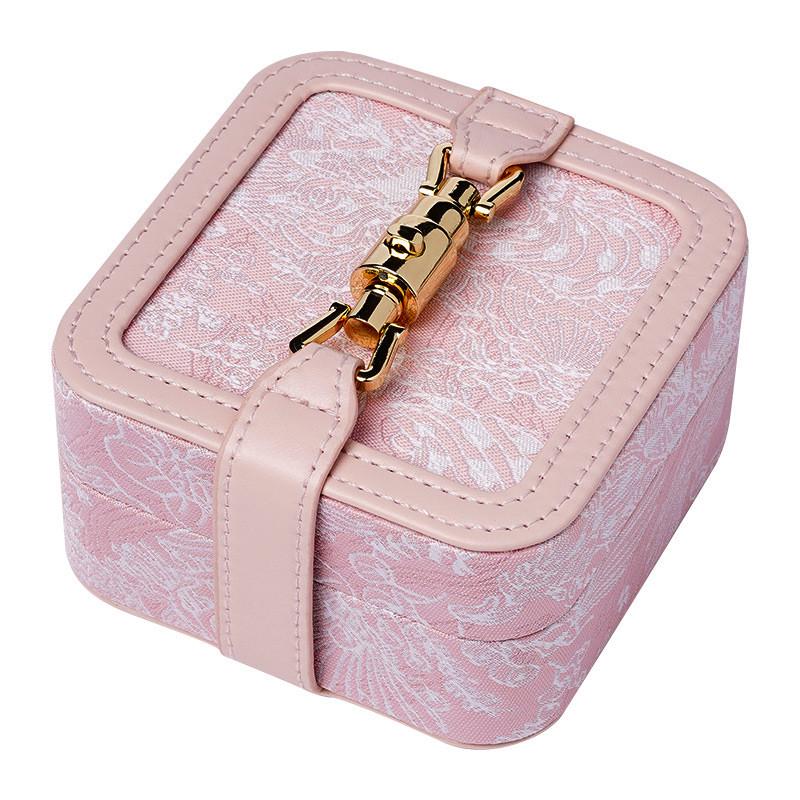 Шкатулка для украшений Casegrace SP-01328 ​​портативная с замком 9,5х9,5х5 см Pink (24366762)