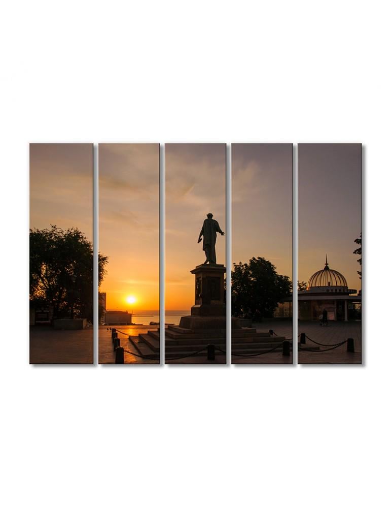 Картина модульная Памятник Дюку де Ришелье на рассвете 5 модулей 90x135 см