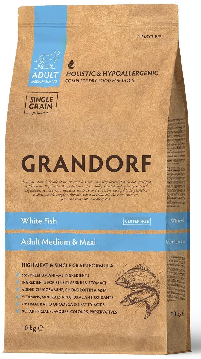 Корм сухой гипоаллергенный для собак Grandorf White Fish Medium & Maxi 10 кг (24148305)