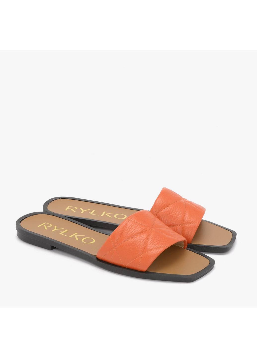 Шлепанцы женские кожаные RYLKO на плоской подошве р. 35 Оранжевый (BDGE3_A_ _151) Шлепанцы женские кожаные RYLKO на плоской подошве р. 35 Оранжевый (BDGE3_A_ _151)