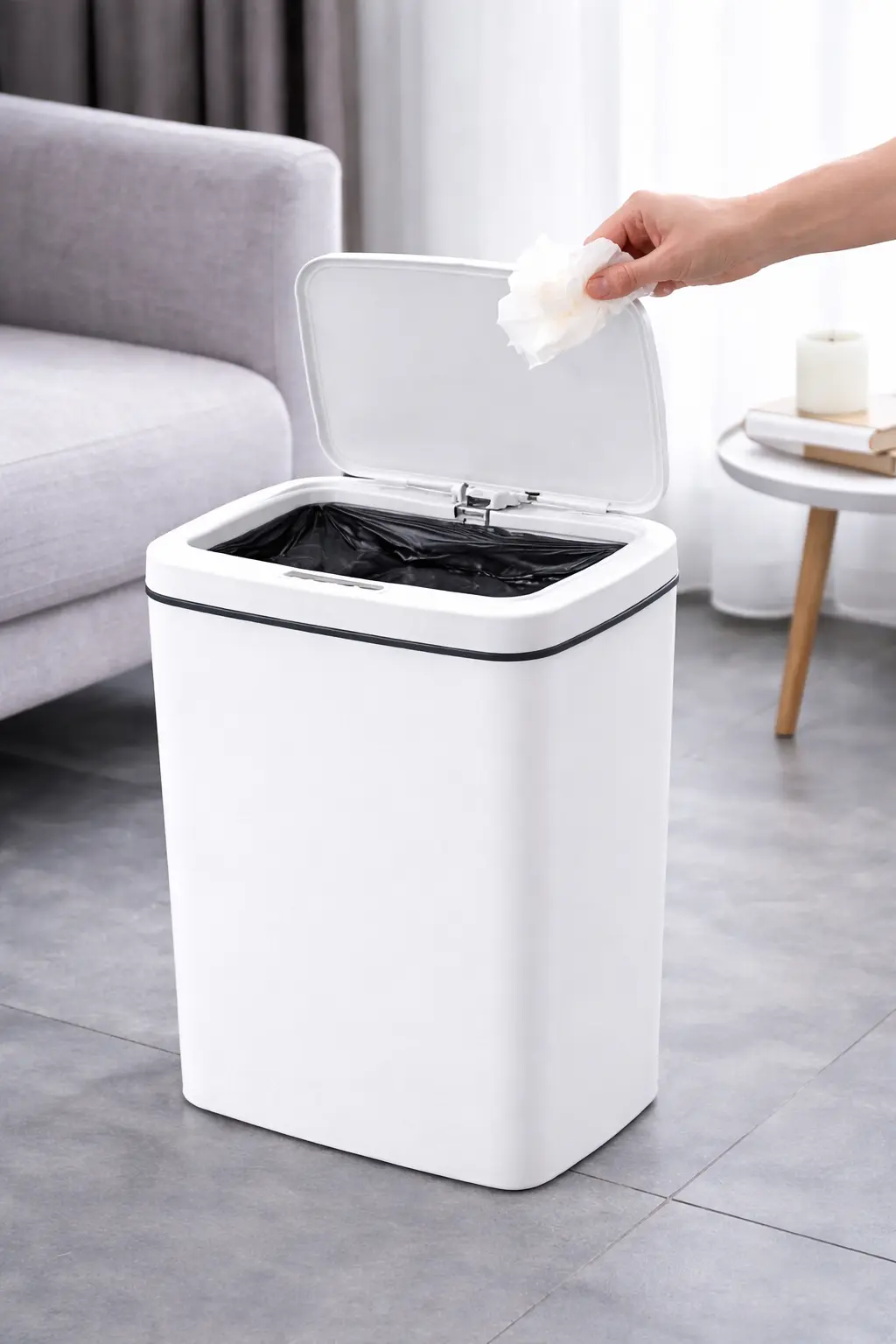 Ведро для мусора со смарт-датчиком Smart trash can 16 л Белый