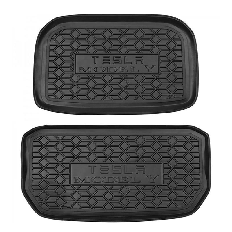 Набор автомобильных ковриков Lesko для Tesla Model Y 2020+ задний и передний в багажник 2 шт. (25714204)
