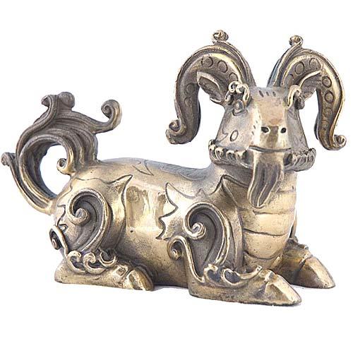 Статуэтка Коза с монетами 9х13х6 см Желтый (755)