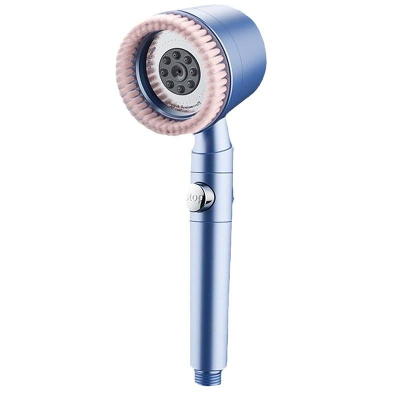 Лійка-щітка душова масажна TURBOCHARGED SHOWER HEAD Brush 5 режимів 4 фільтри Синя (5110BL)