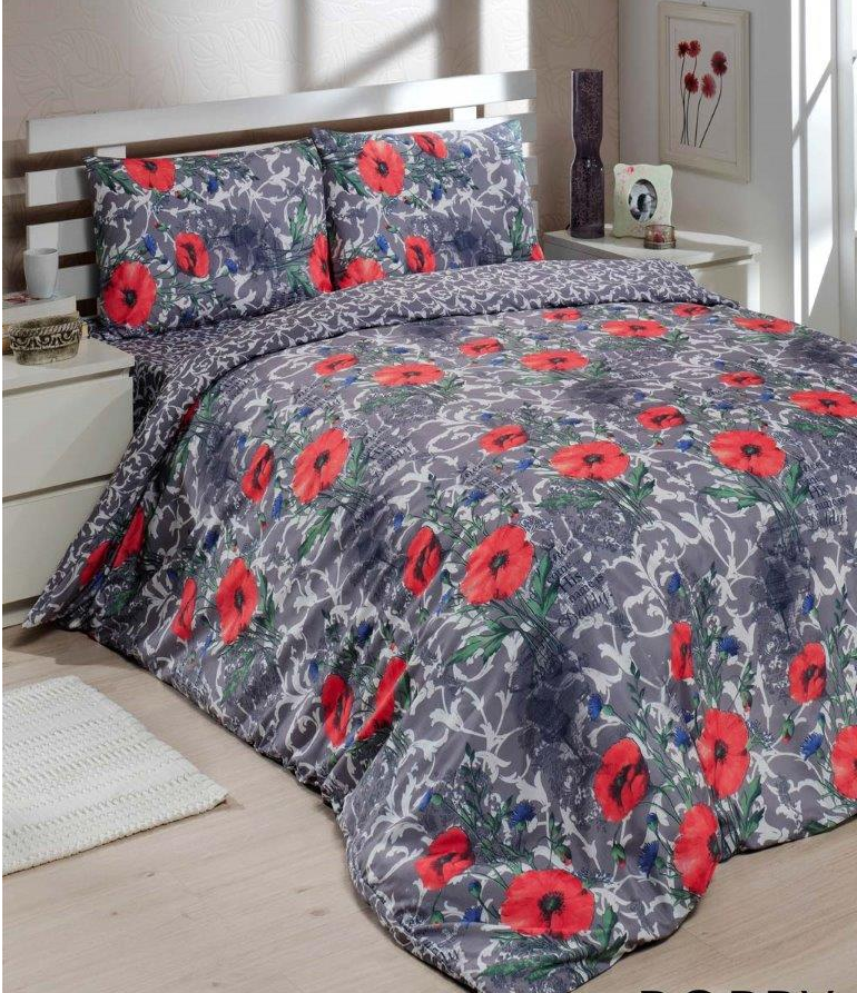 Комплект постільної білизни Le Vele Poppy євро 200х220 см Сірий (lv-271) - фото 1