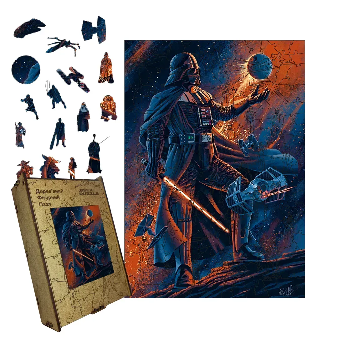 Пазл дерев'яний Грім Вейдера А4 дерев'яна коробка 100 ел. (puzzlean-2002-DER-А4)