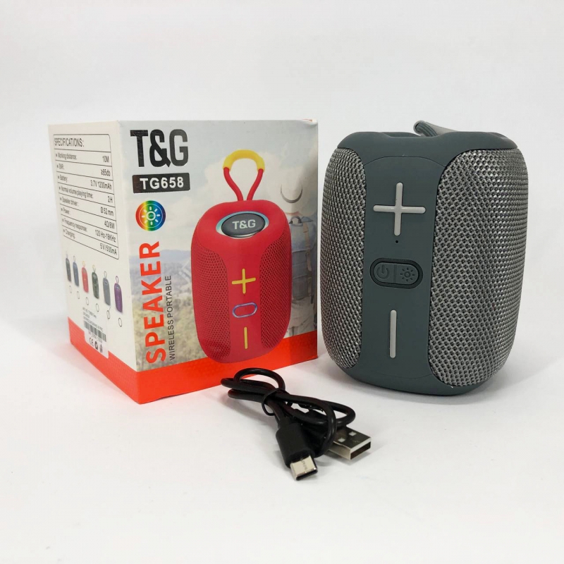 Колонка портативна TG 658 з RGB підсвічуванням Gray (tf4901) - фото 13