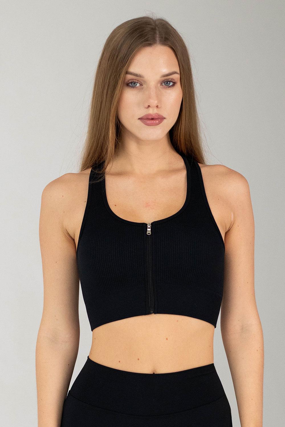 Топ женский бесшовный Giulia Flex top Zip-Up Active 336 на молнии S Black/Black (31886528)