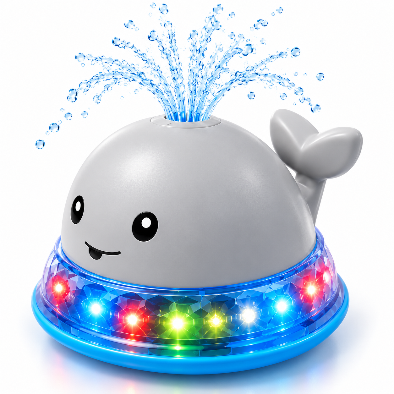 Игрушка для купания Spray Water Bath Toy Кит с подсветкой Серый (36093)