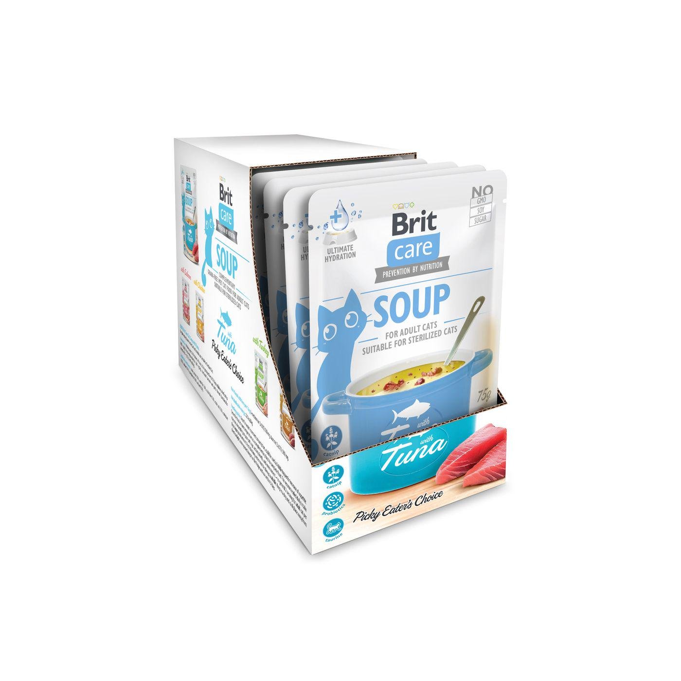 Корм ​​вологий Brit Care Soup Tuna для котів суп з тунцем 75 г 15 шт. (101058_набір)