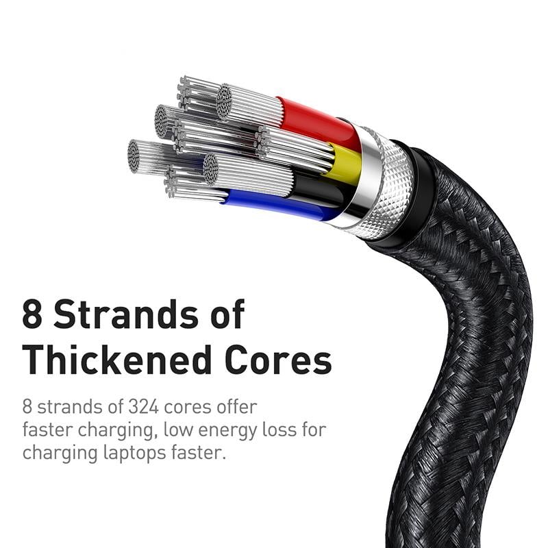 Кабель Type-C Type-C BASEUS Cafule Series Metal Data Cable PD2.0 5A 100W 1 м Black (CATJK-C01) - фото 7