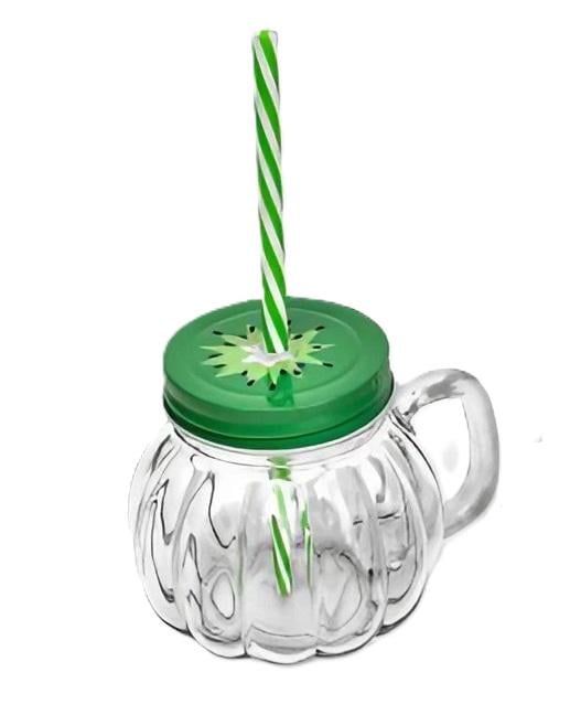 Чашка-банка Stenson Pumpkin R93383 с крышкой и трубочкой 350 мл