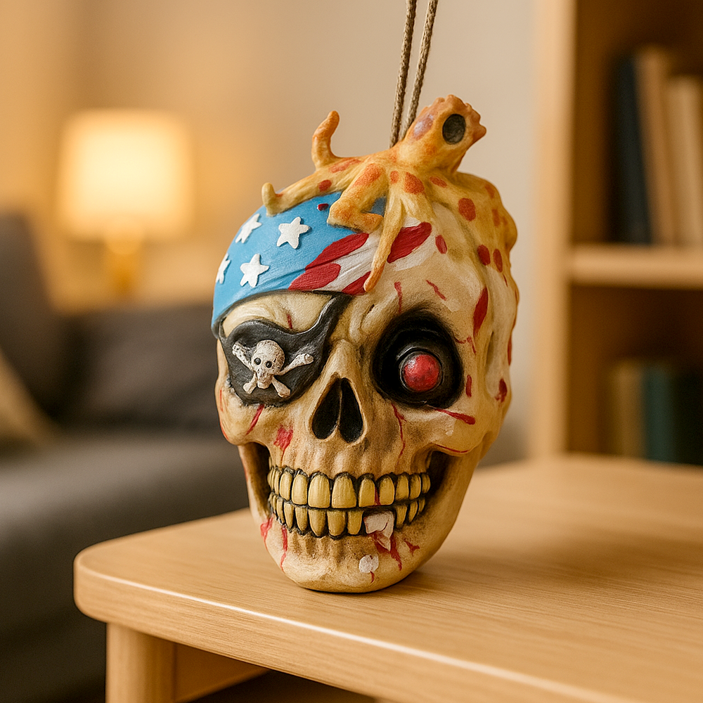 Декор на Хэллоуин Череп пирата в бандане резиновый 25x15 см (27-HAL-3053)