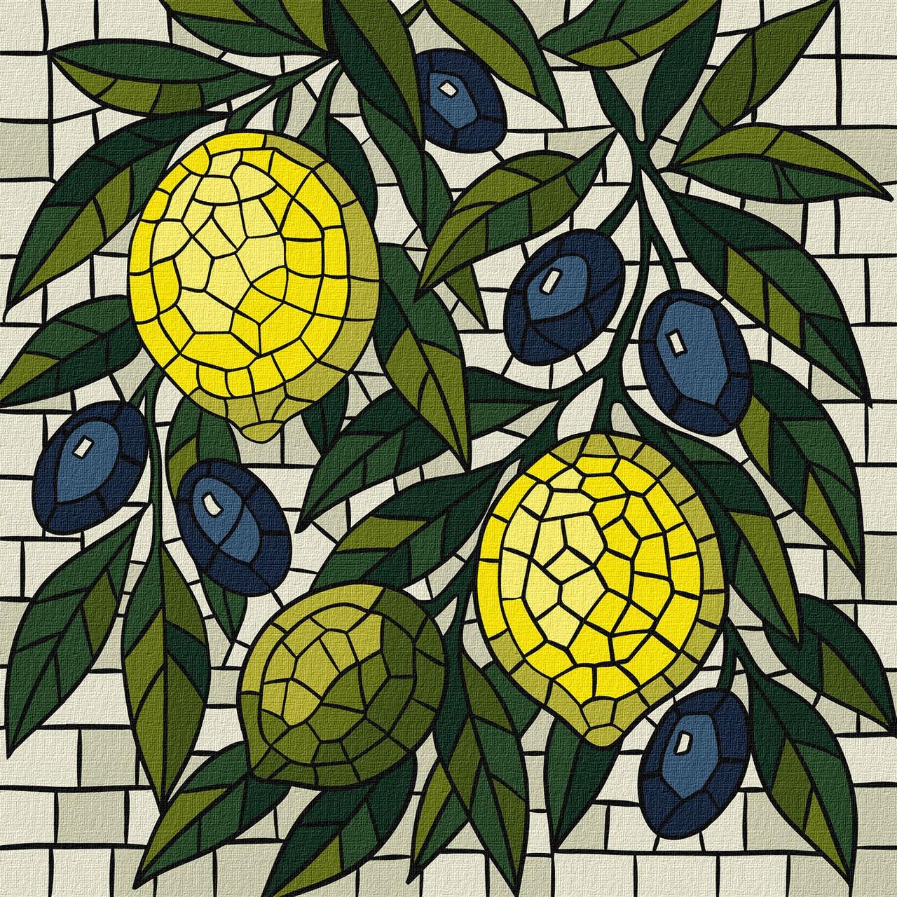 Картина за номерами Ideyka Вітраж Лимони 30х30 см (2824290277)