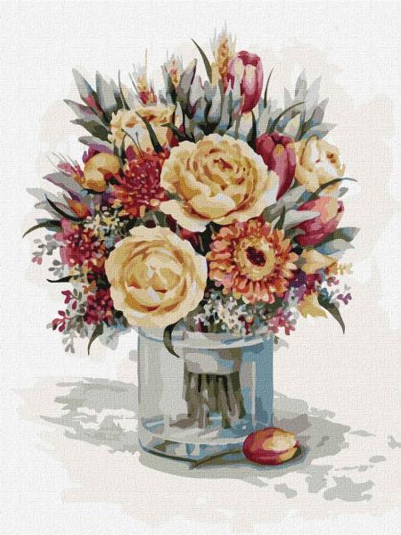 Картина по номерам Идейка Цветы Букет желтых роз 30х40 см в термопакете (KHO2977)