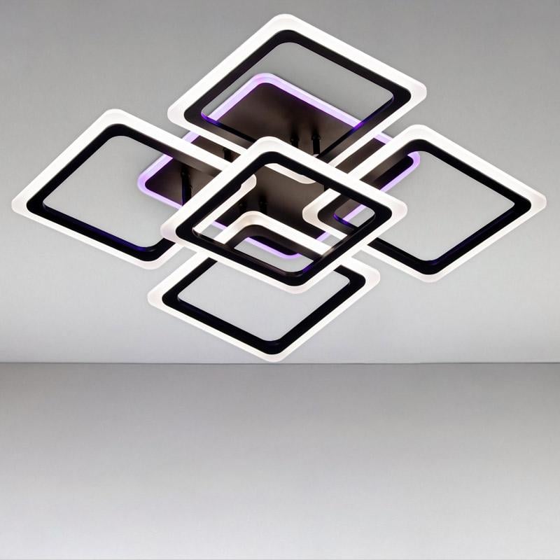 Потолочная люстра LED с RGB подсветкой Light House SC-18196/4+1C 150W+10W 2.4G 610х610х120 мм Черный