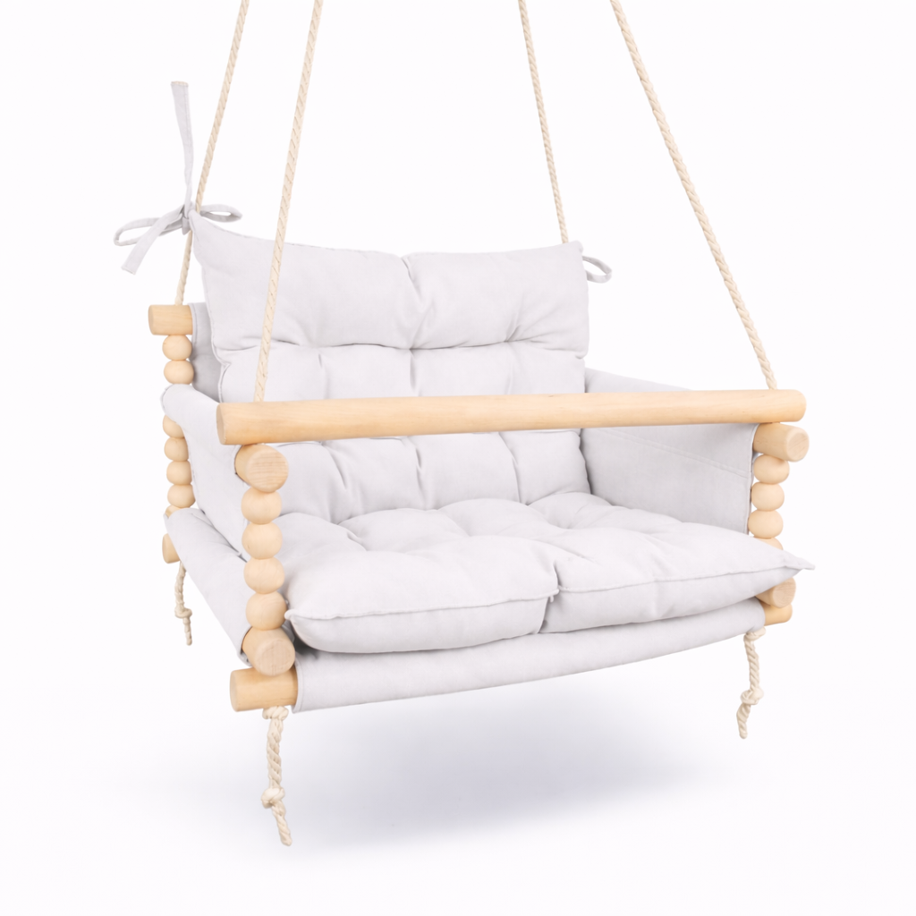 Детские качели подвесные Джуниор хлопок Светло-серый (gs-9129)