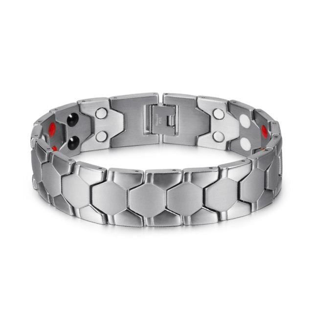 Браслет титановый с магнитами для поддержания энергии MagnyCharm Серебристый (2843)