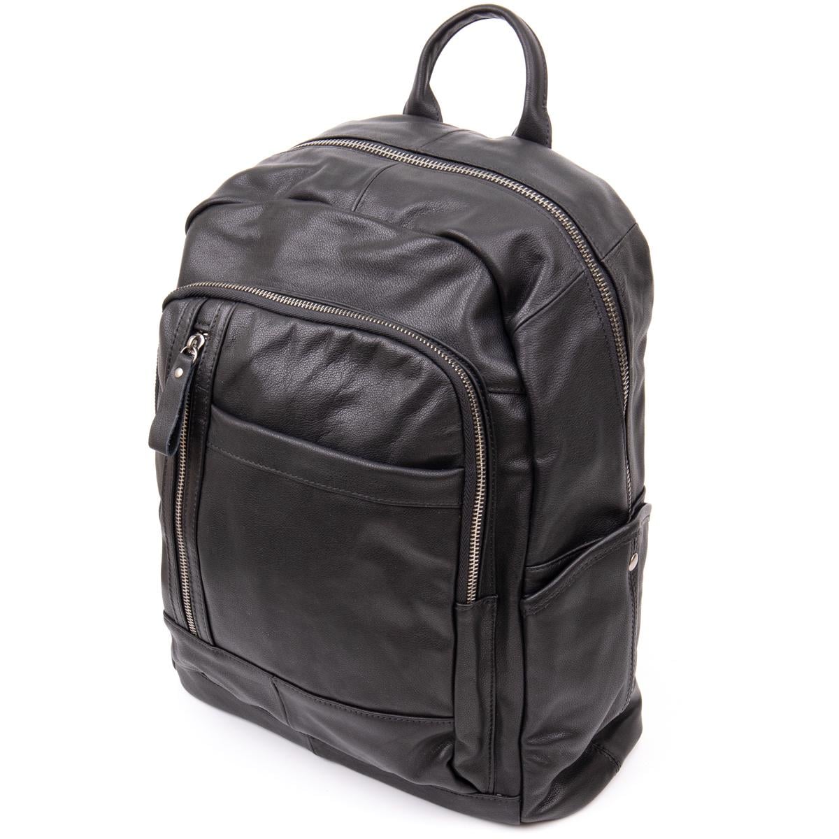 Рюкзак из натуральной кожи городской Vintage Backpack 20397 Черный
