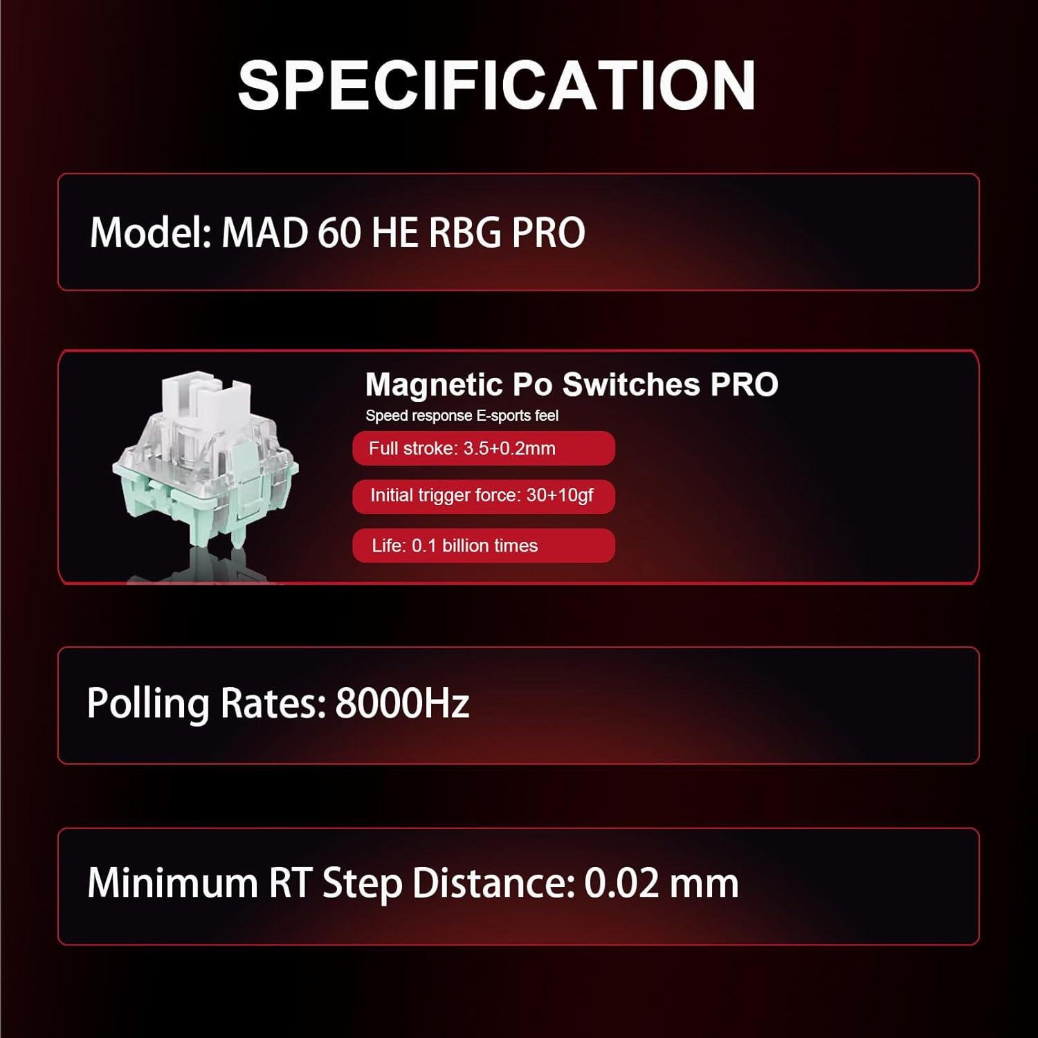 Клавіатура ігрова дротова MADLIONS MAD 60HE RGB Rapid Trigger магнітний перемикач ПК/Mac Black (2555354048) - фото 2