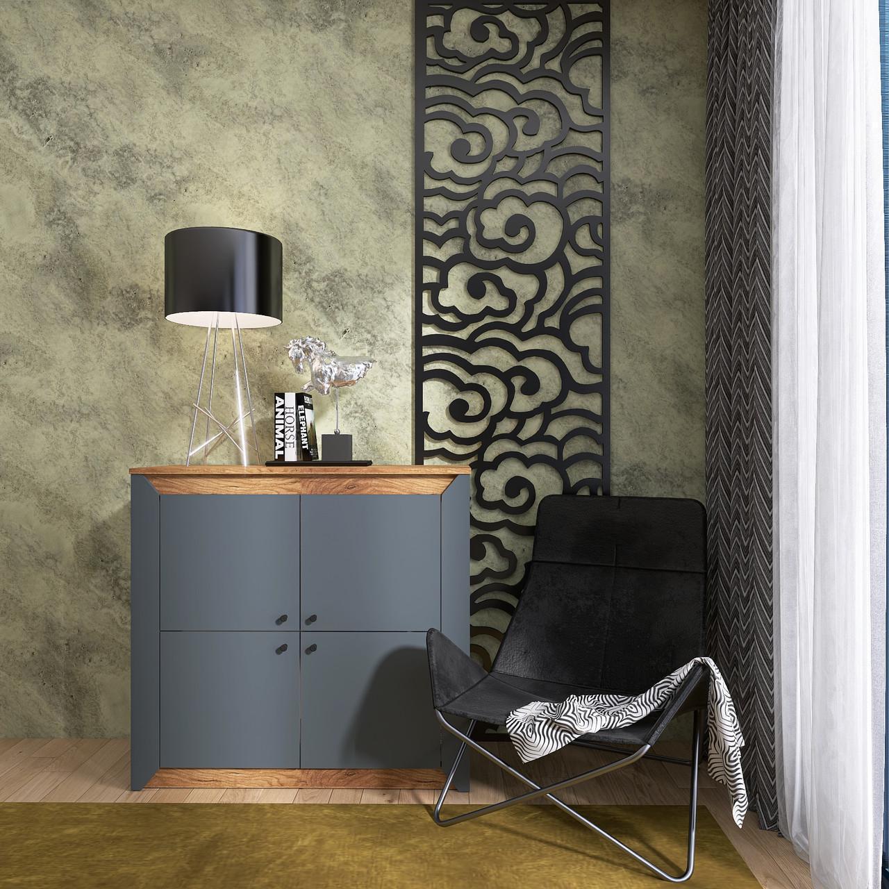 Тумба-комод Еверест Нордик-98 4Д 98х37,8х923 см Дуб крафт золотой/графитовый (EVR-20661)