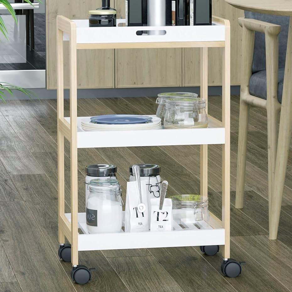 Этажерка для ванной из дерева на колесиках Тавейра Бланже/Зефир (АБТ-00790120)