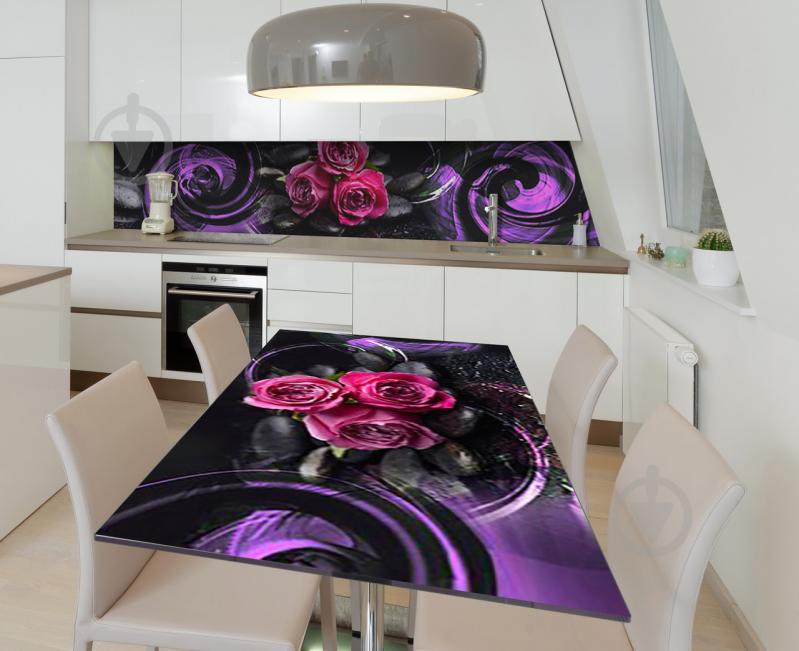 Наклейка 3Д виниловая на стол Zatarga «Пурпурные вихри» 600х1200 мм для домов, квартир, столов, кофейн, кафе