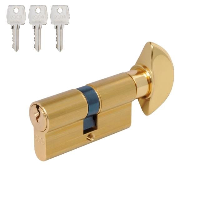 Цилиндр замка AGB Mod.600 70 мм 40х30Т ключ-тумблер Латунь (C620.01.25.35)