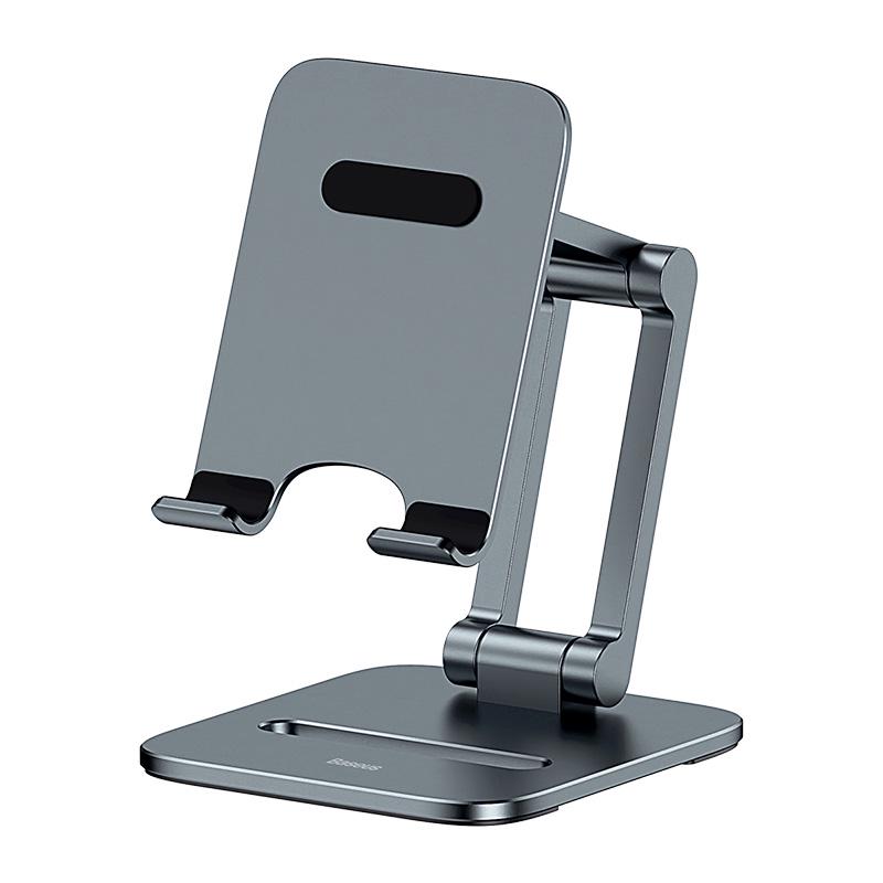 Держатель для мобильного BASEUS Desktop Biaxial Foldable Metal Stand for Phones Grey (LUSZ000013) - фото 2 Держатель для мобильного BASEUS Desktop Biaxial Foldable Metal Stand for Phones Grey (LUSZ000013) - фото 2