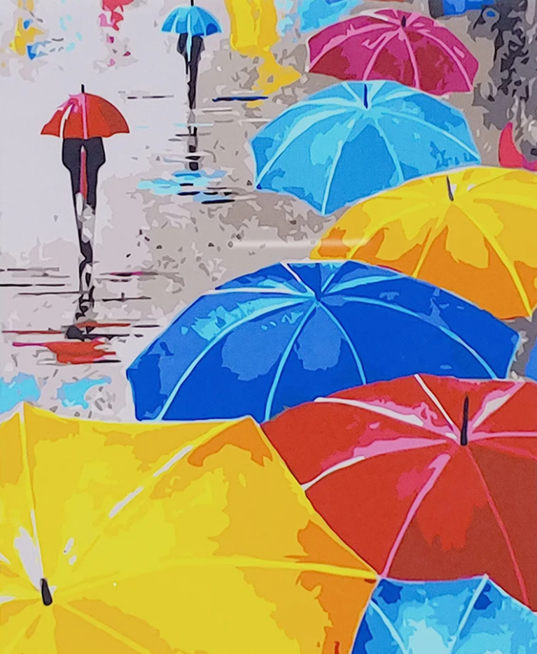 Картина за номерами Strateg Кольорові парасольки 40x50 см (GS087)