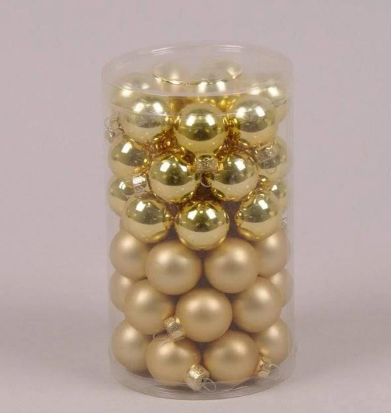 Шарики стеклянные 2,5 см 48 шт. Золотой (44515)