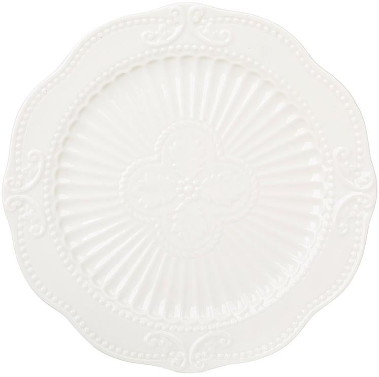 Набор фарфоровых десертных тарелок Elegance Ø 20 см с объемным орнаментом 4 шт. White