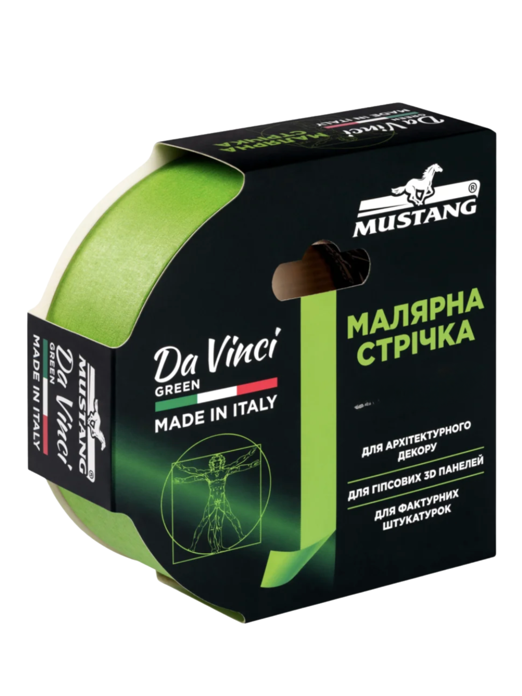 Малярная лента рисовая Mustang Da Vinci 48 мм/50 м Green (ITWP4850GN)