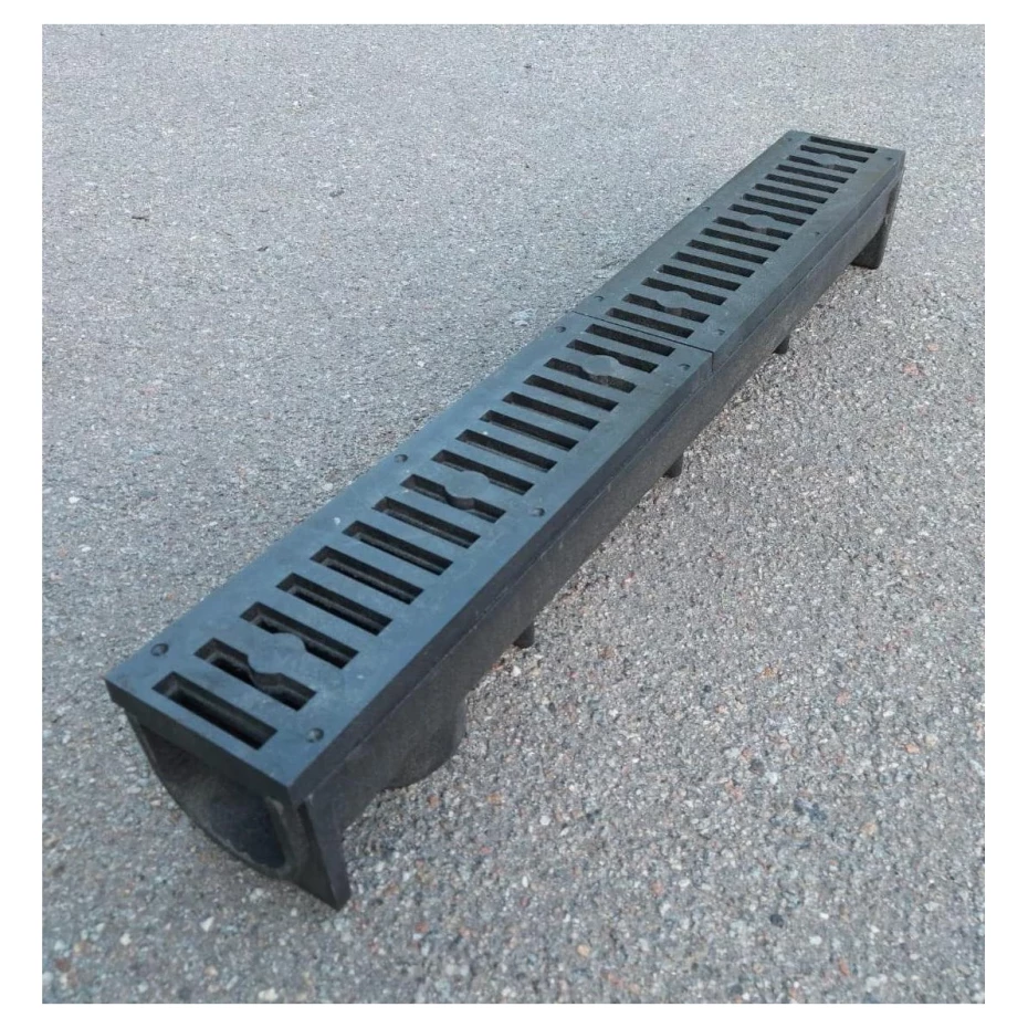 Комплект водовідводу Україна НФ-00000210 глибокий 1000x140x145 мм А15 з чорними решітками (AKD54485) - фото 4