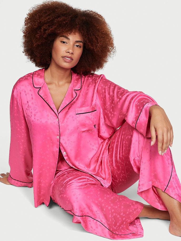 Піжама жіноча Victoria's Secret Satin штани/сорочка XS Рожевий (2082028511)