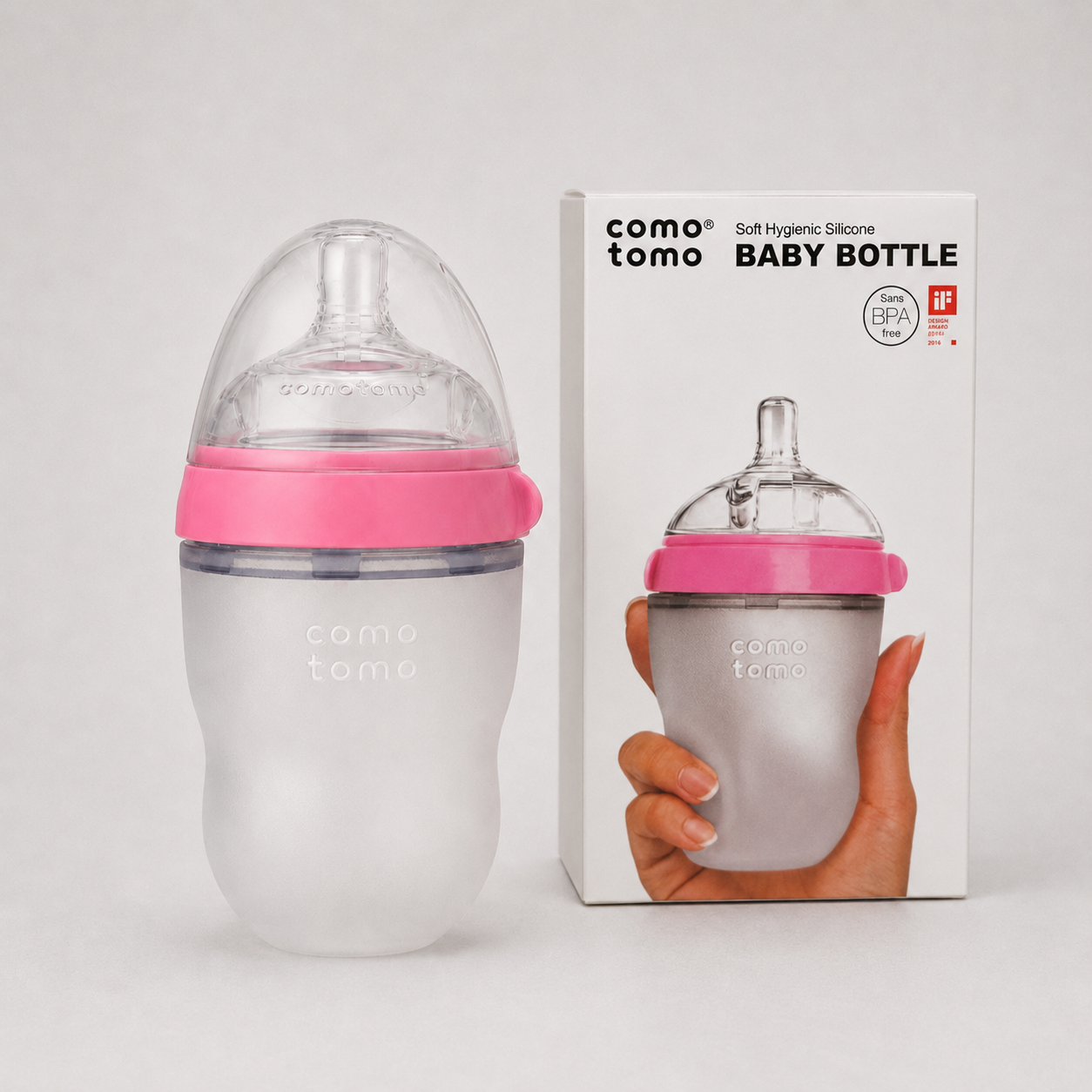 Антиколиковая бутылочка для кормления comotomo Baby Bottle 250 мл силиконовая бутылочка 3–6 мес Розовый (0500)