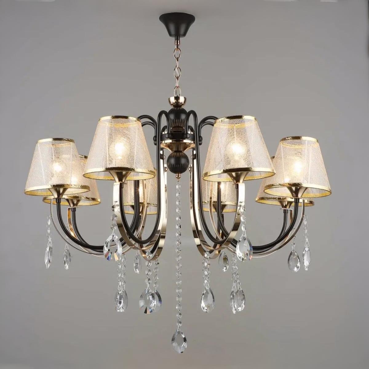 Люстра Sirius на восемь текстильных абажуров под лампы Е27 Кофейный/Золотой (B NH5269/8 COFFEE+FGD)