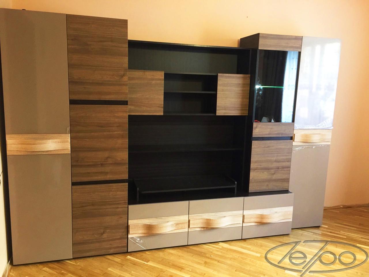 Стінка у вітальню з шафою модерн Меблі Сервіс Гламур 300 см Капучино/Венге - фото 3