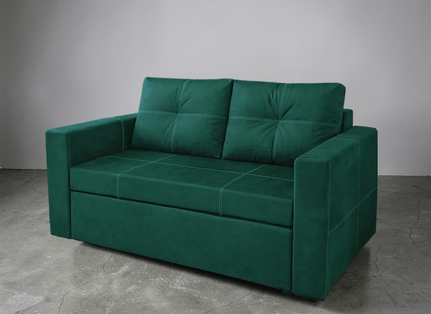 Диван раскладной прямой Tobi Sho Аркс велюр 150x93 см Изумрудный (Emerald)