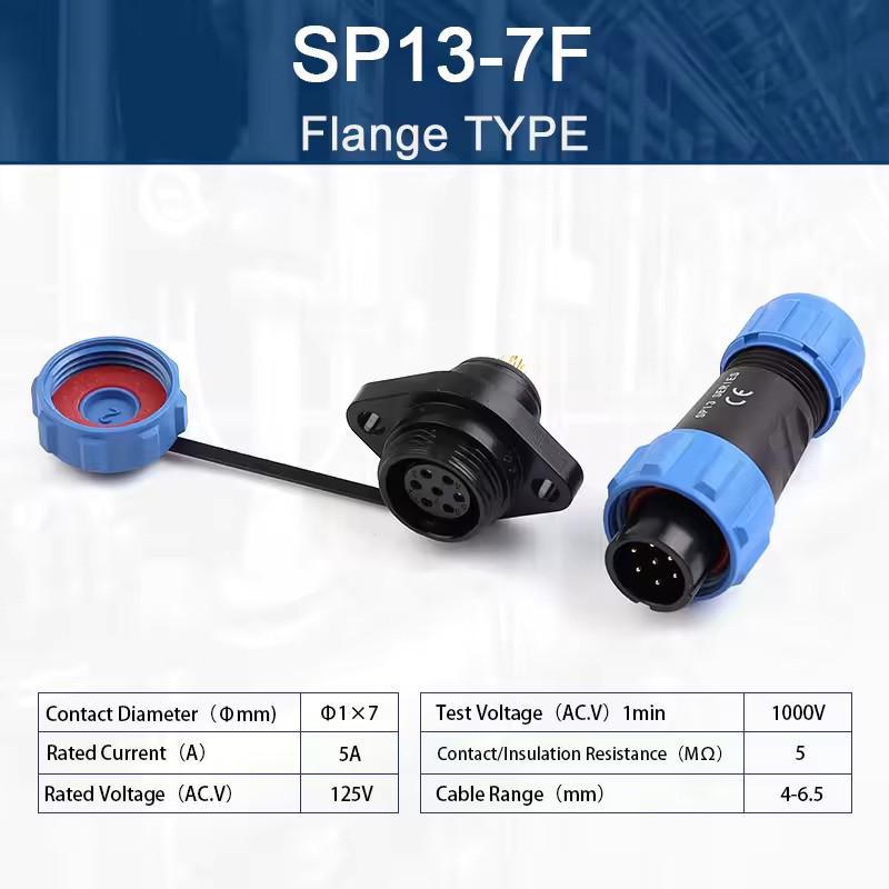 Разъем герметичный SP13 IP68 розетка/штекер на кабель SP13 7F-F-M 7pin 5 А (2735637998) - фото 6