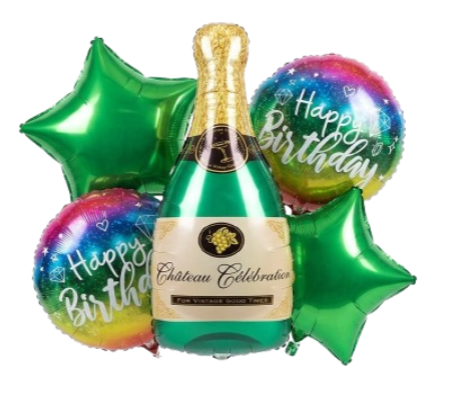 Набор воздушных шаров фольгированных Шампанское 5 шт. (2990475532)