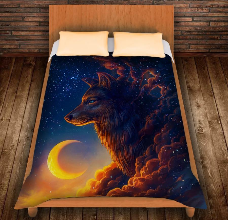 Плед с 3D принтом Волк и звездное небо 150х200 см (epi_0342)