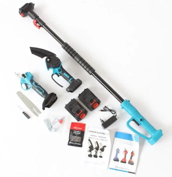 Набір електроінструменту акумуляторний універсальний для саду секатор/пила 6"/телескопічний висоторіз/2 батареї (2104618703) - фото 8