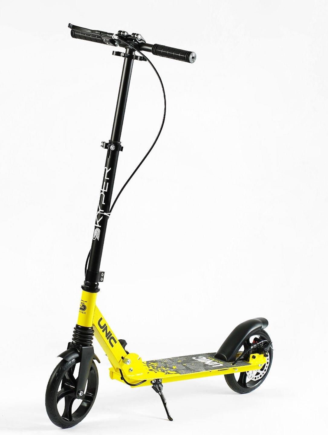 Самокат двухколесный Skyper Unic ручной дисковый тормоз 1 передний амортизатор Желтый (UN-80064)