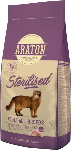 Корм сухий повноцінний для стерилізованих котів ARATON STERILISED All Breds 15 кг (11237546)