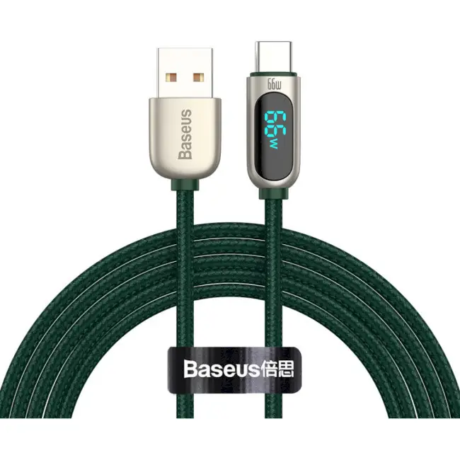 Кабель BASEUS Display Fast Charging Cable USB to Type-C CASX020106 66W 2 м Green